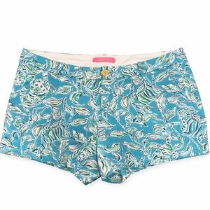 Lilly Pulitzer Callahan Shorts Turquoise Oasis Print Size 12